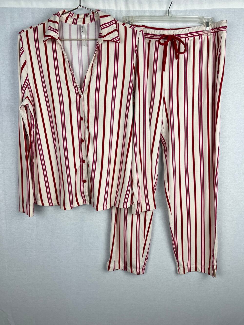 Soma Pajama Matching Set Embraceable Shirt Pants Striped Lounge Comfy Feminine